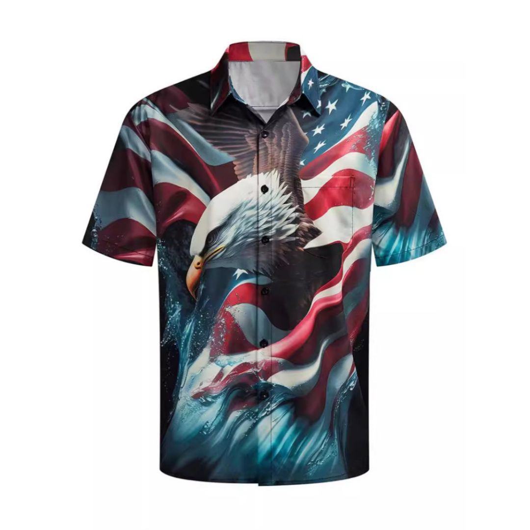 american flag hawaiian shirt